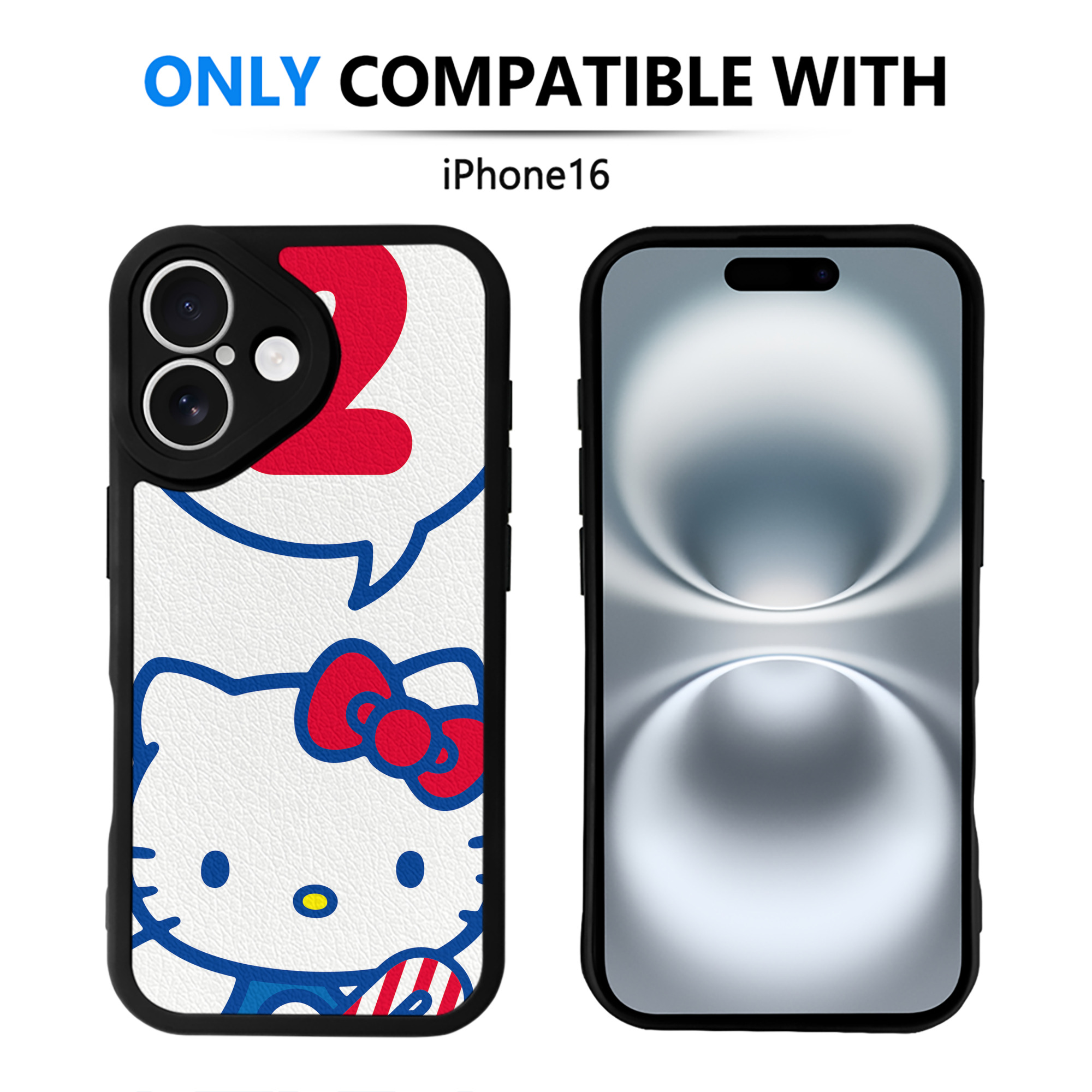 （画像用） Hello Kitty ハローキティ 【iPhone 16シリーズ対応】シリコンスマホケース（レザー調） 材質：シリコン